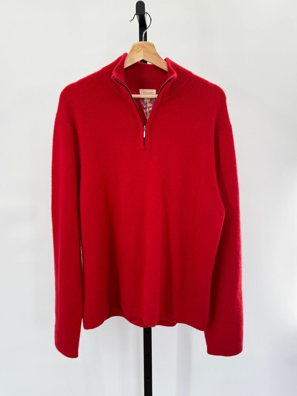 New! Target Men's Red Cashmere 1/4 Zip Pull Over L Sweater Holidays Christmas